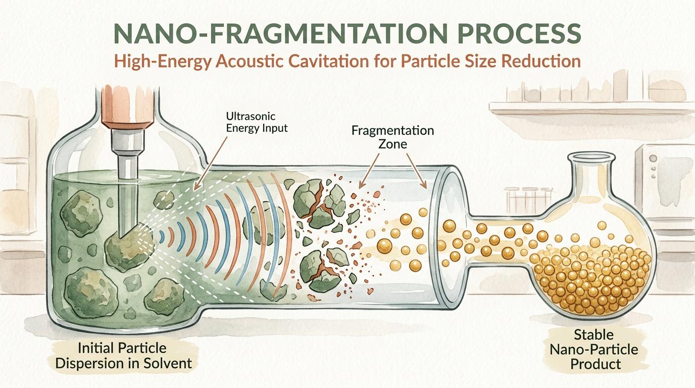 Scientific illustration of proprietary nano fragmentation technology