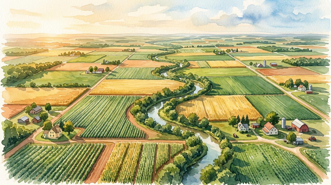 Midwest heartland landscape where Wild Roots Hemp sources and manufactures